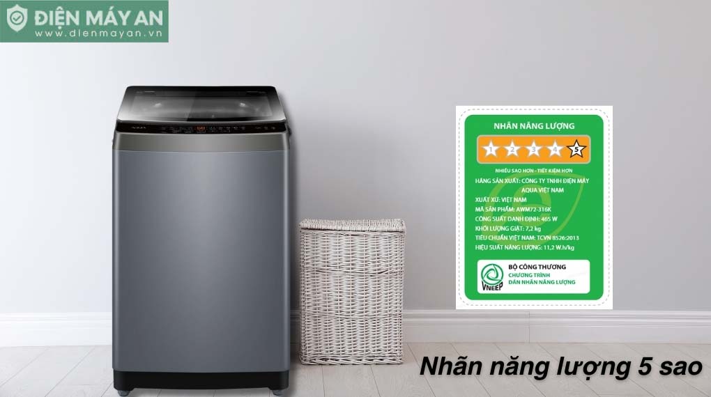 Máy giặt Aqua 7.2 kg AWM72-316K(S)